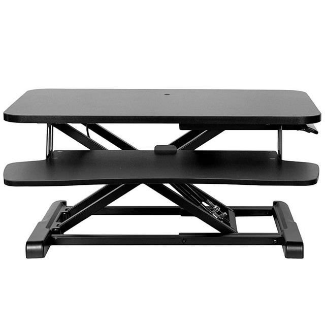 VIVO 28 inch Desk Converter, Height Adjustable Riser, Sit to Stand Dual Monitor and Laptop Workstation with Keyboard Tray, Black, DESK-V028KB