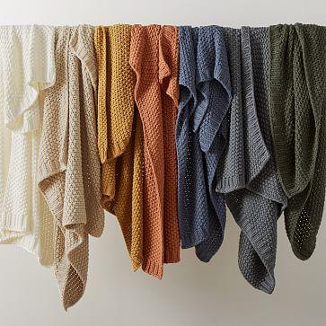 Chunky Cotton Knit Throw - Dijon