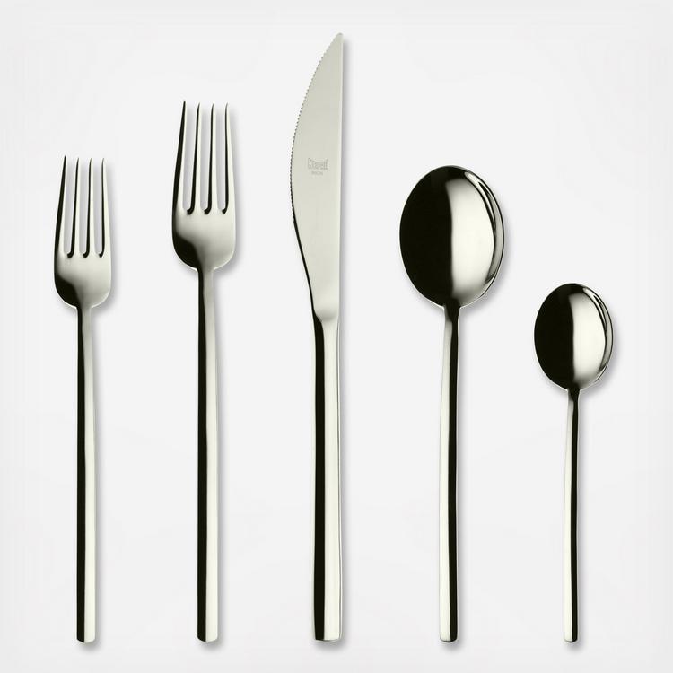 Mepra Michelangelo Brescia Modern Silver Stainless Steel 5 Piece Flatware  Set