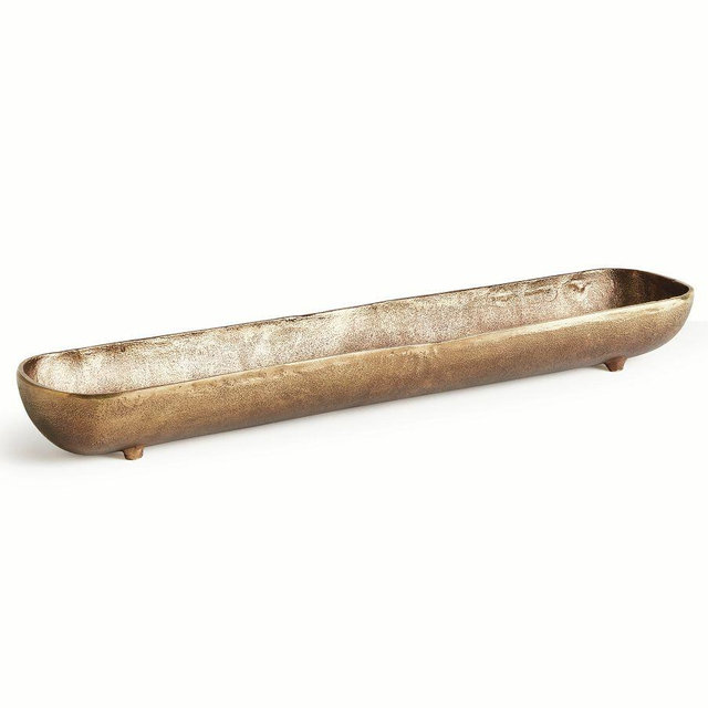 Handcrafted Scooped Footed Tray, Large – Brass