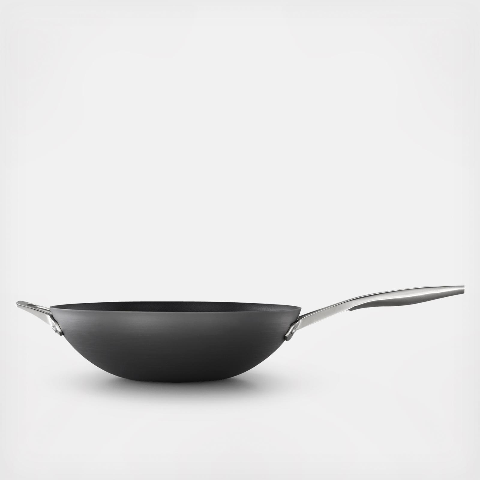 Calphalon Signature Hard-Anodized Nonstick 12-Inch Flat Bottom Wok with  Cover