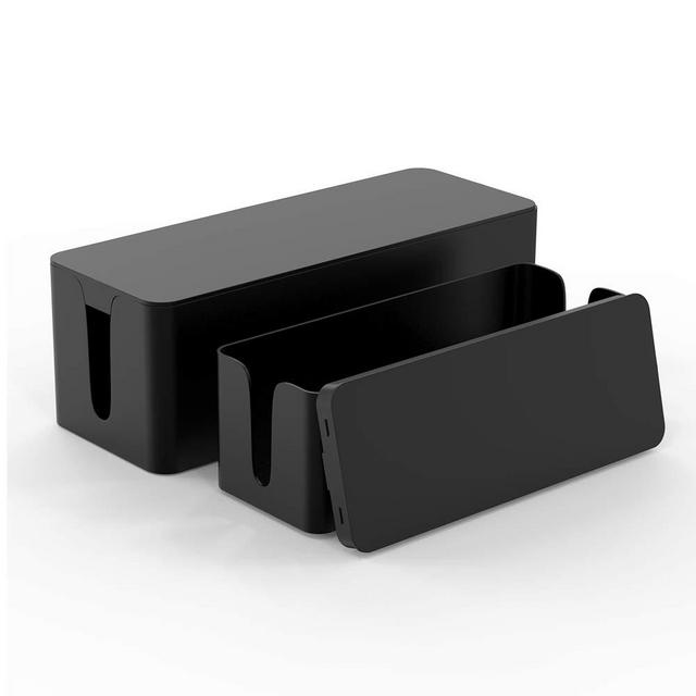 Cable Organizer Box - Cord Organizer Box - Power Strip Cable Management Box - Cord Hider Box for Hiding Surge Protector Cover - Set of 2, Black