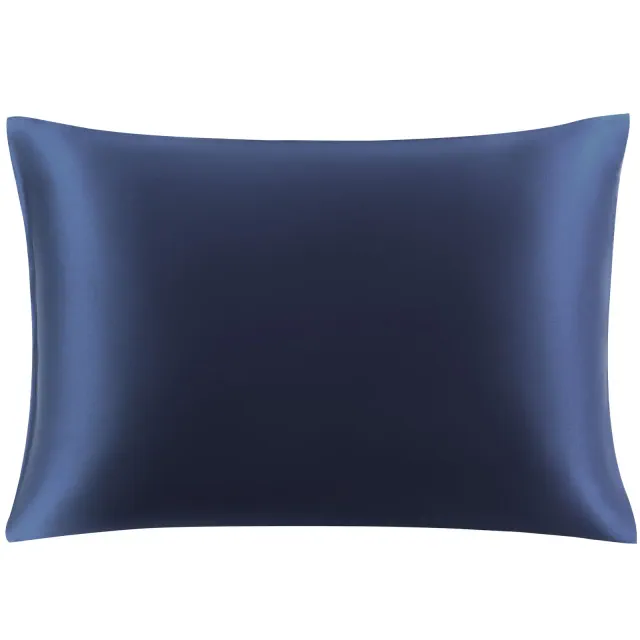 PiccoCasa Skin and Hair Envelope Closure 25 Momme Super Soft Silk Pillow Case Navy Blue 43x63cm