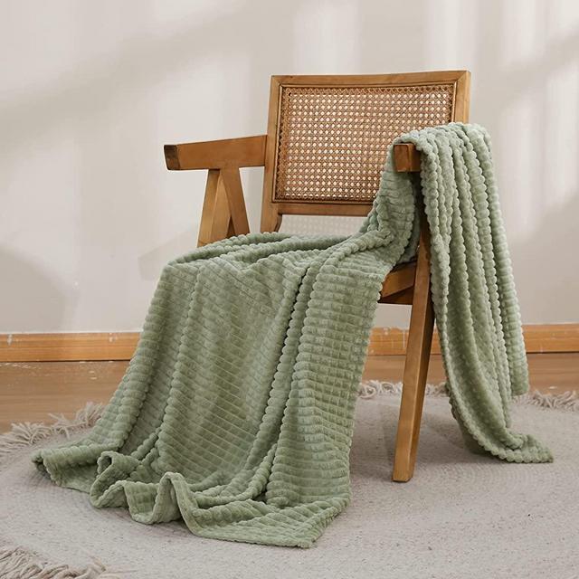 Simple&Opulence Flannel Fleece Throw Blanket (Sage Green, 50"x70")