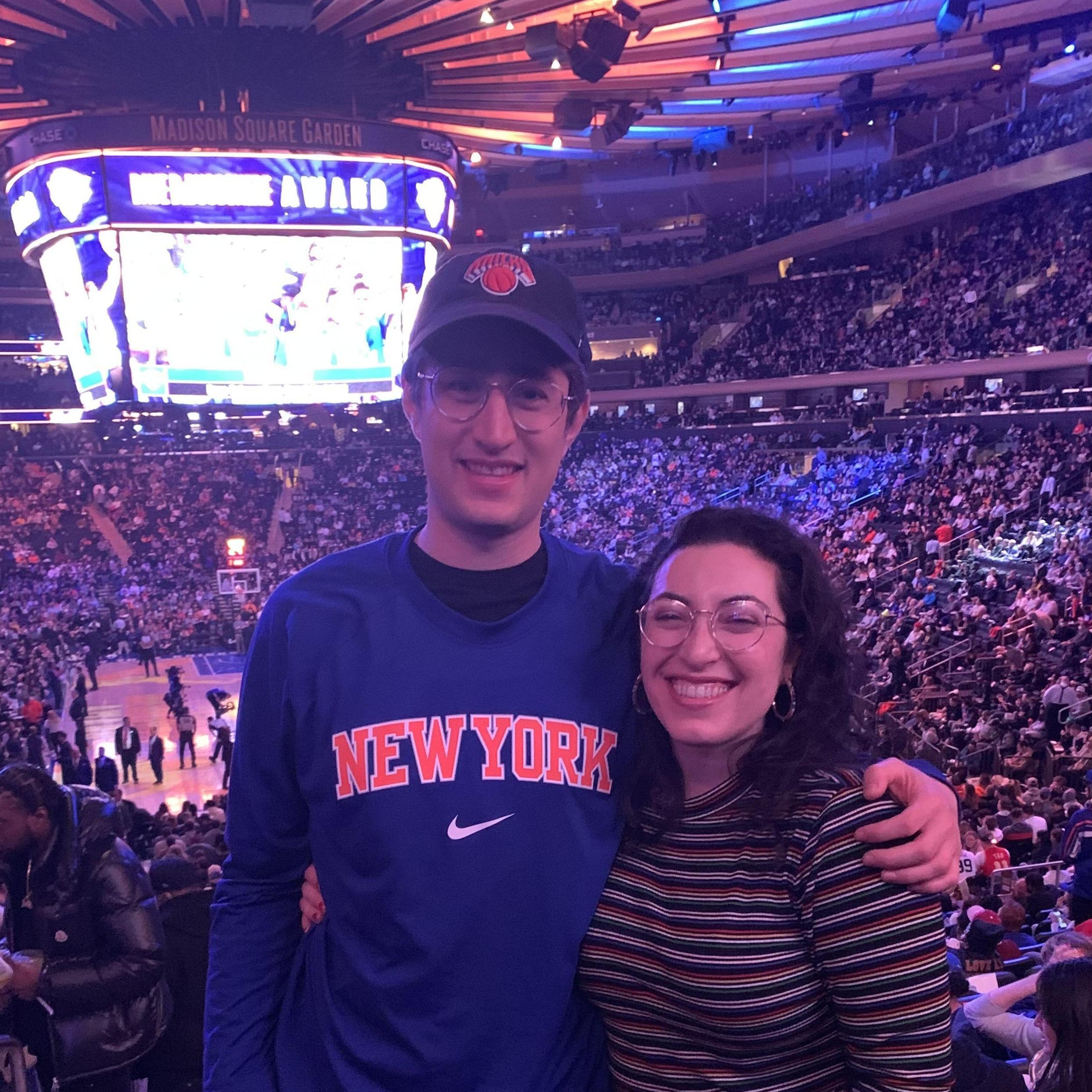 At a Knicks game for Matan's 30th birthday (sadly, the Knicks lost 125 to 114 against the Hornets)
