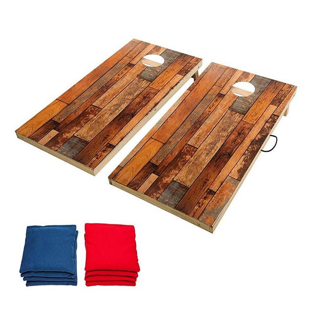 OOFIT Solid Wood Premium Cornhole Set - 4'x2' Corn Hole Game Boards, Includes Set of 8 Corn Hole Toss Bags