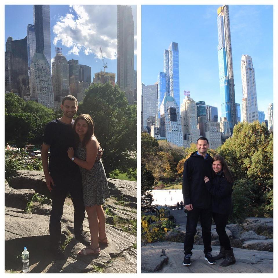 Left: First Picture We Ever Took, 2017
Right: Same Spot Brendan Proposed! 2019