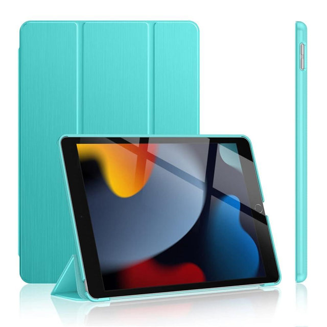 Soke Case for iPad 9th/8th/7th Generation 2021/2020/2019, [Slim Trifold Stand + Auto Wake/Sleep], Premium Protective Hard PC Back Cover for Apple iPad 10.2 Inch (Aqua)