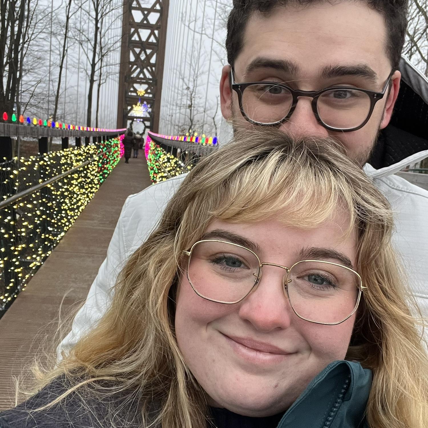 First time crossing the Boyne Mountain Sky Bridge. (Philip wasn't at all terrified)