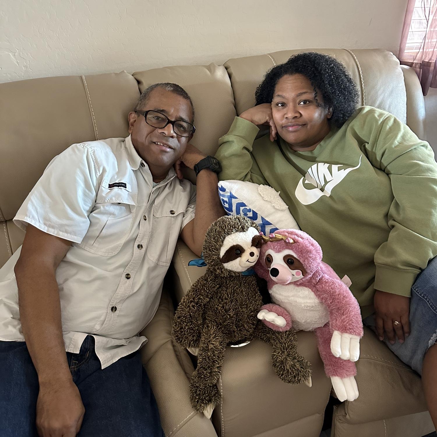 Hanging out with the kiddos and their new sloths.