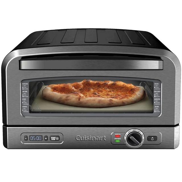 Cuisinart Indoor Pizza Oven, Portable Countertop Pizza Oven that Bakes 12" Pizzas in Minutes, Black Stainless Steel, CPZ-120BKS
