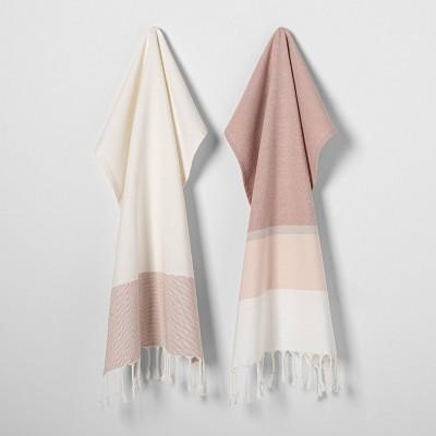 2pk Rose Gold Stripe Towels - Hearth & Hand™ with Magnolia