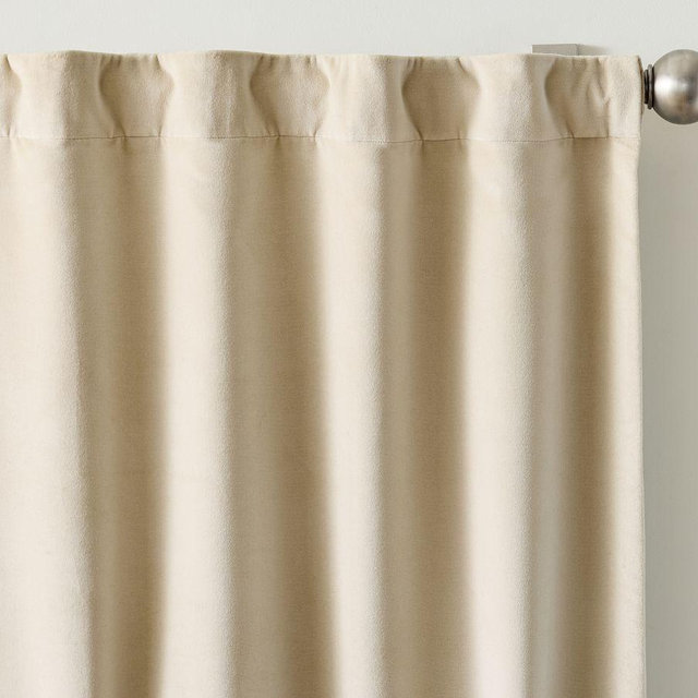 Velvet Twill Blackout Curtain, Oatmeal, 50" W x 96" L