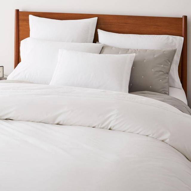 400-Thread-Count Organic Percale Pleated Edge Duvet, King Set, White