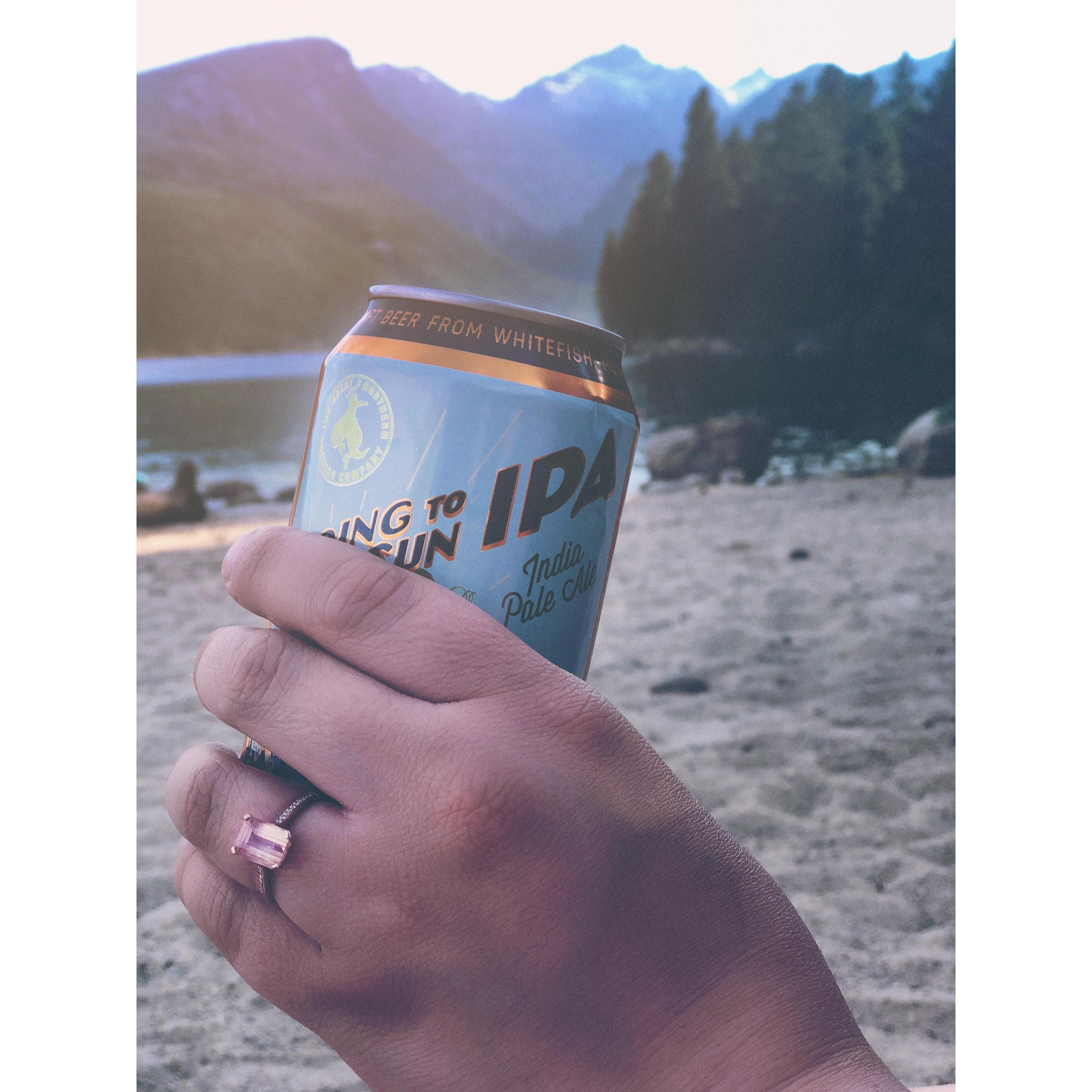 Katy modeling her engagement ring at Lake Como, MT
July 2018