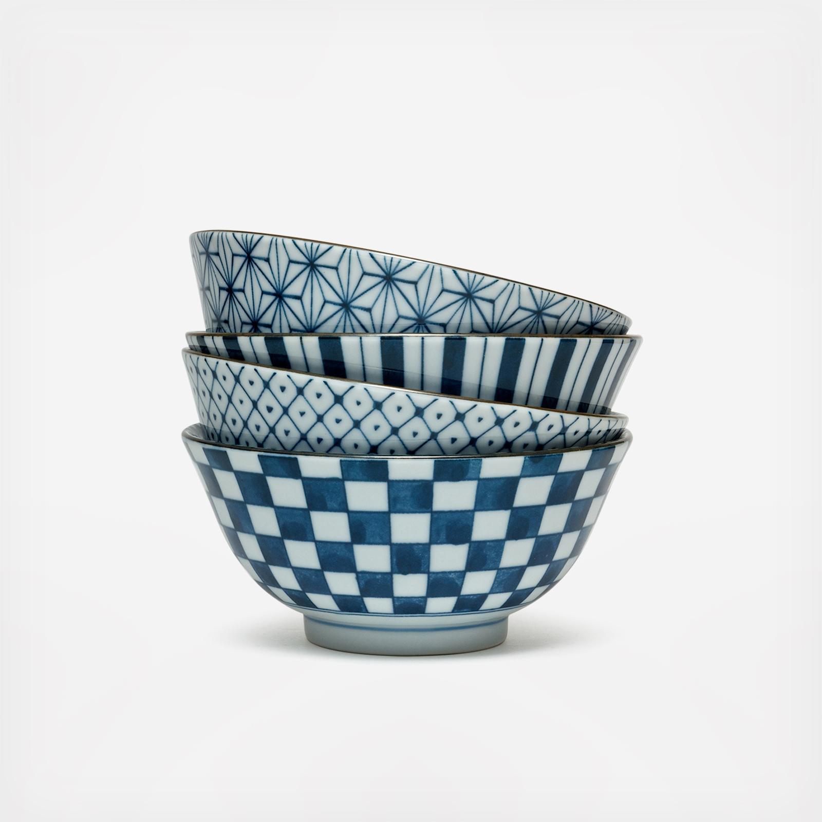 4-Piece Mixed Pattern Noodle Bowl Set - Thumbnail 2