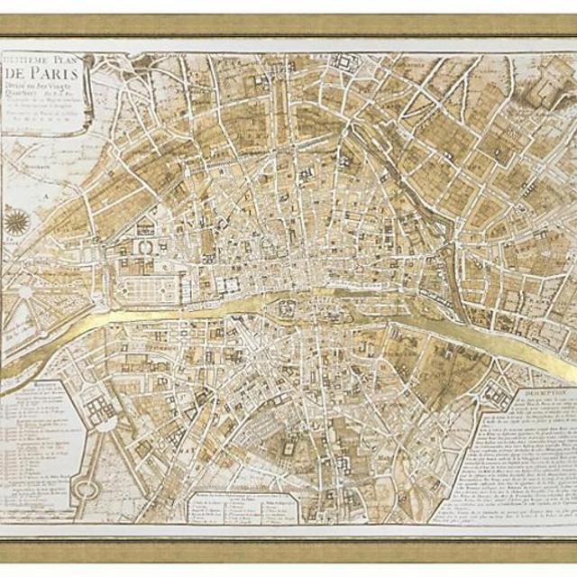 Real Gold Leaf Paris Map