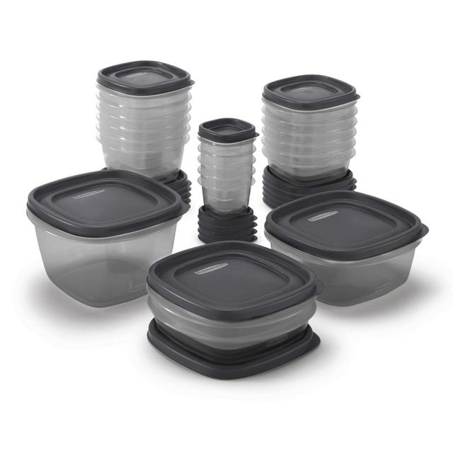 Rubbermaid Easy Find Lids Variety Set of 12 Food Storage Containers with Antimicrobial SilverShield, Grey Lids