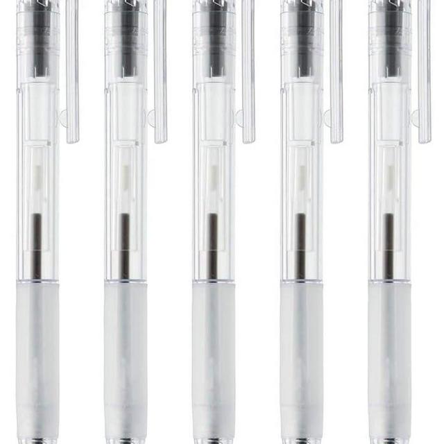 MUJI MoMA Polycarbonate Clear Ball Point Gel Pen Black 0.7mm 5pcs Made in Japan