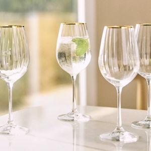 Waterfall 24k Gold Accent Wine Glasses, Set of 4 - Clear, Set Of 4