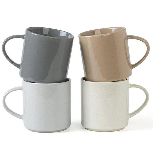 famiware 4 Pieces Coffee Mug, 12 oz Catering Mugs with Handle for Coffee, Tea, Cocoa, Milk, Multi-color