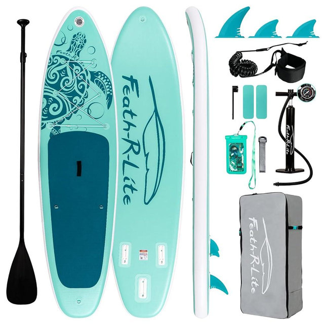 FEATH-R-LITE Inflatable Ultra-Light 10'×30''/10'6''×33'' Stand Up Paddle Board for All Skill Levels with Premium SUP Paddleboard Accessories,Non-Slip Comfort Deck for Youth & Adults