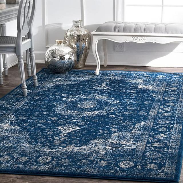 nuLOOM Paisley Verona Vintage Persian Area Rug, 5' x 7' 5", Dark Blue