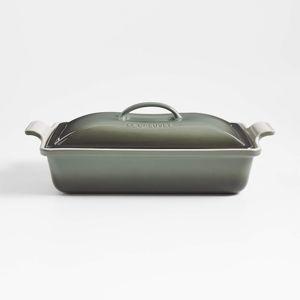 Le Creuset Heritage 4-Qt. Thyme Rectangular Casserole Dish with Lid + Reviews | Crate & Barrel