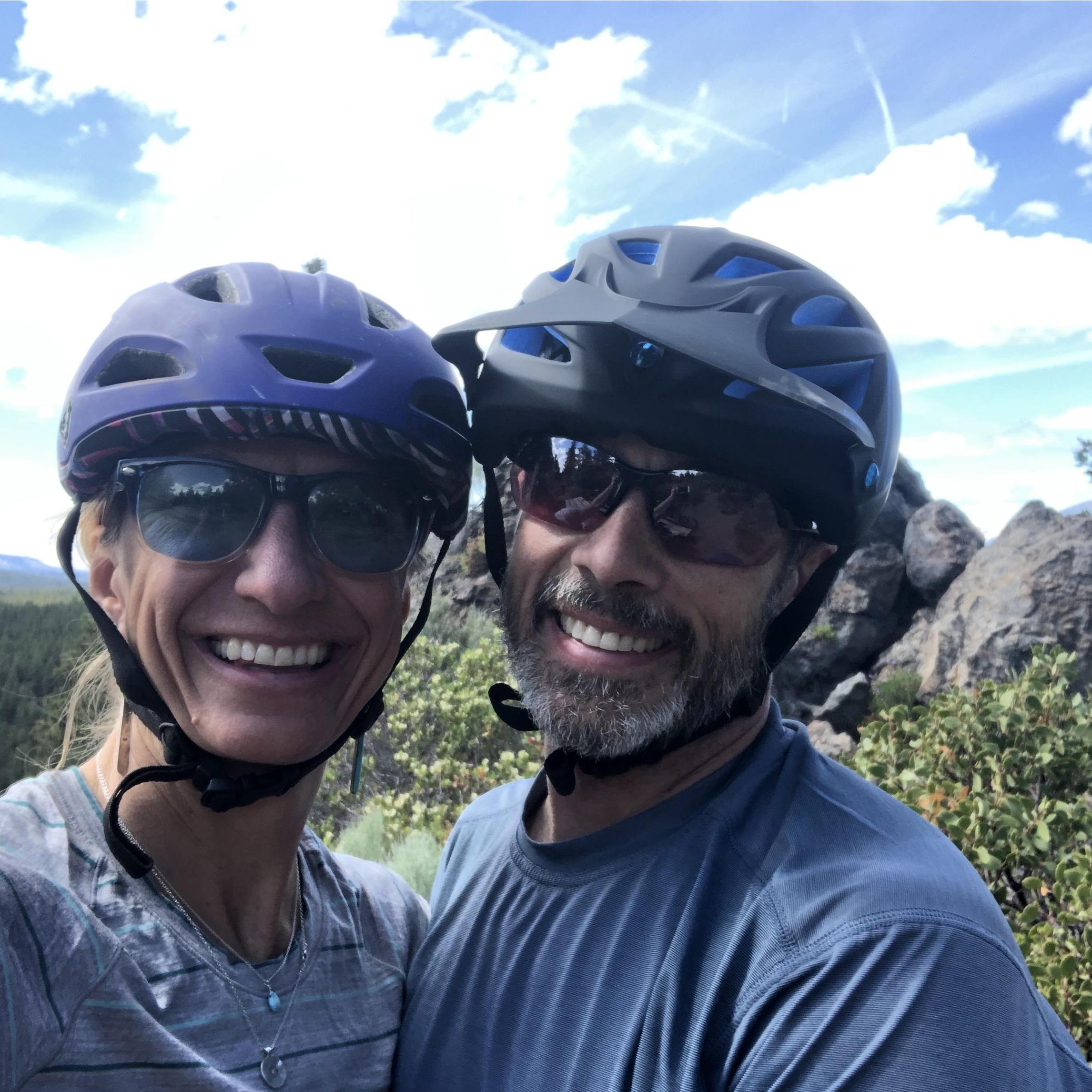 Taking time for a photo op while biking Peterson Ridge - later this day - Joe proposed to Shelly!