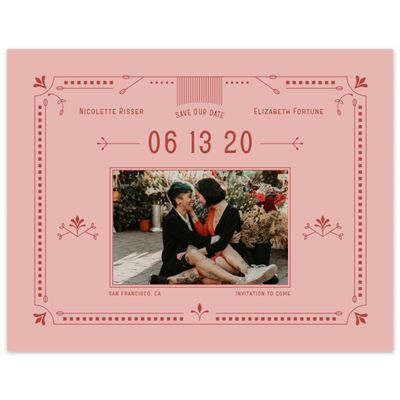 Pink Wedding Digital Save the Date - Augusta Portrait
