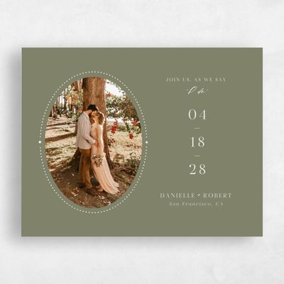 Khaki Green Wedding Save the Date - Asher Landscape