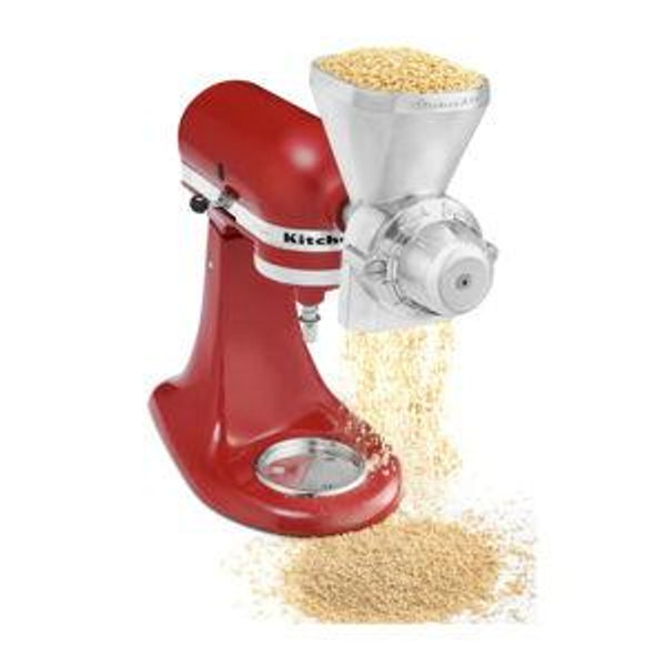 All Metal Grain Mill Attachment for KitchenAid Stand Mixers - Silver