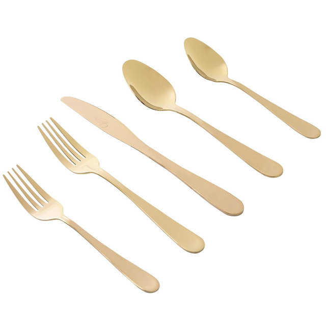 Gibson Home Stravida 20 Piece Flatware set in Gold Stainless Steel