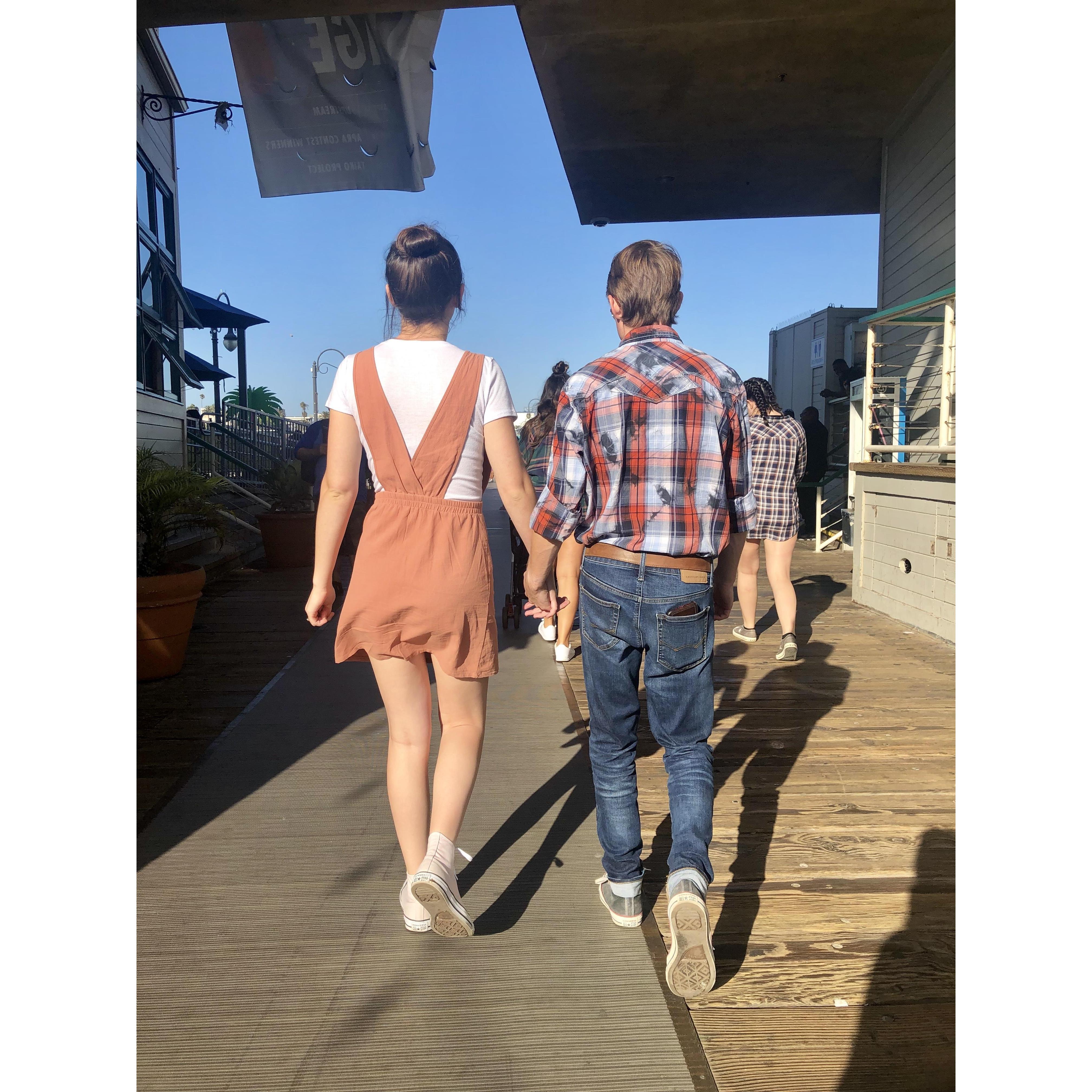 Walking on the pier in LA.