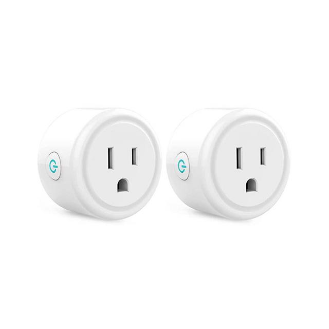 GHome Smart Mini Smart Plug, WiFi Outlet Socket Compatible with Alexa and Google Home, Remote Control with Timer Function, No Hub Required, ETL FCC Listed (2 Pack),White