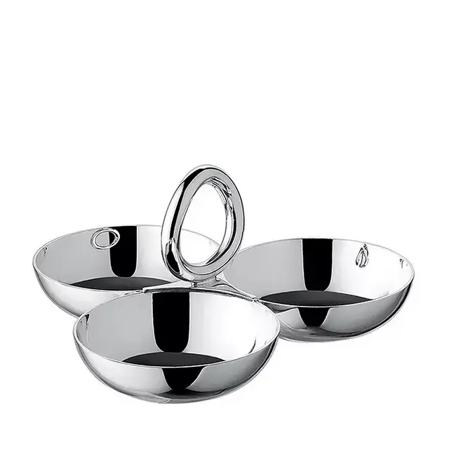 Vertigo Small 3-Part Silver Appetizer Dish