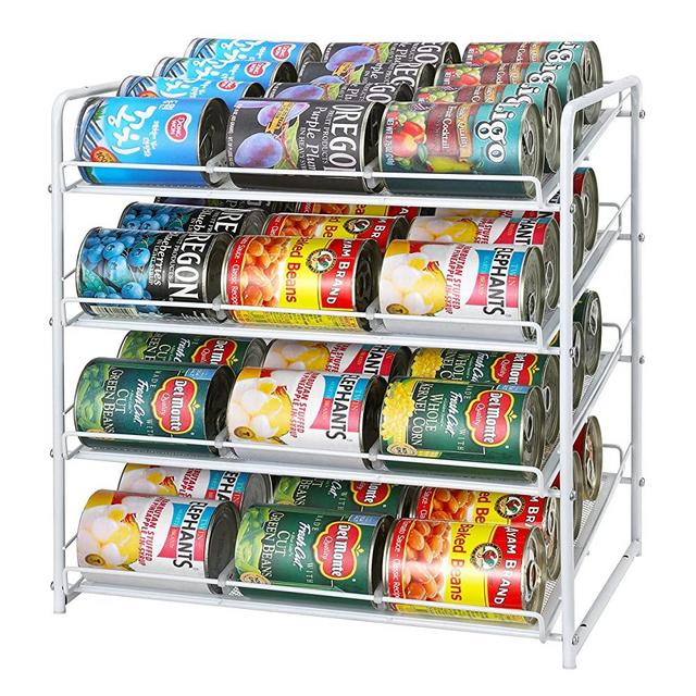 Simple Trending Can Rack Organizer, Can Storage Dispenser Holds up to 48 Cans for Kitchen Cabinet or Pantry, White