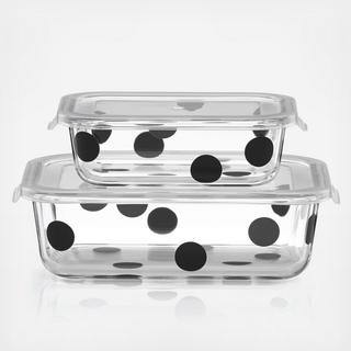 Deco Dot 4-Piece Rectangular Dish with Lid Set