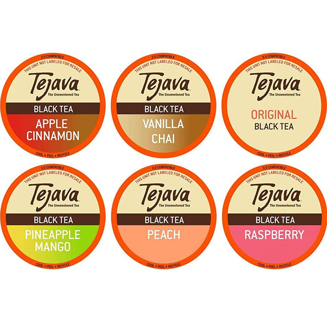 Tejava Tea Variety Pack, 52ct. 6 All Natural Unsweetened Flavored Recyclable Single Serve Assorted Variety Pack Black Tea Pods, Tea Leaves Sourced Exclusively From Rainforest Alliance Certified™ Farms