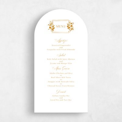 Orange Arch Wedding Menu - Emelina