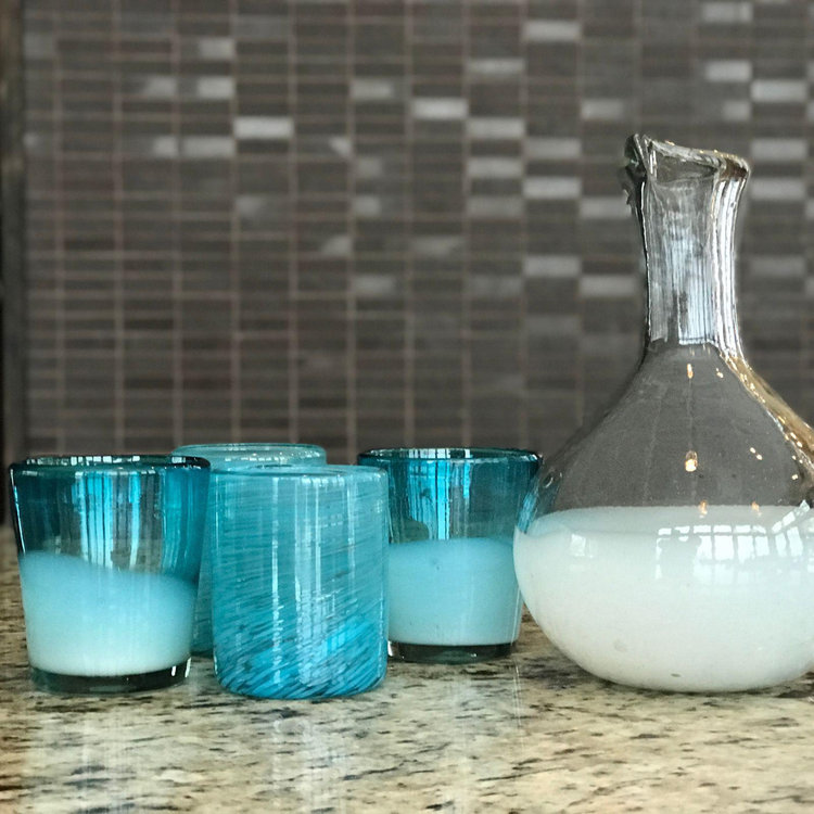 Verve Culture, Mexican Handblown Aqua Glass, Set of 4 | Zola