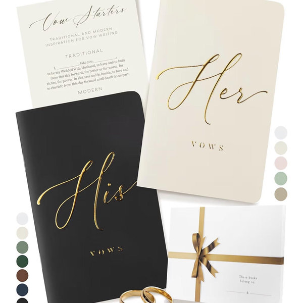 ARTESORI Premium Wedding Vow Book for Her & Him, Soft Touch, Gold Foil, 28 Lined Pages, Wedding Vow Books His and Hers, Wedding Essentials, Wedding Registry Ideas, His and Hers Gifts [Ivory & Black]