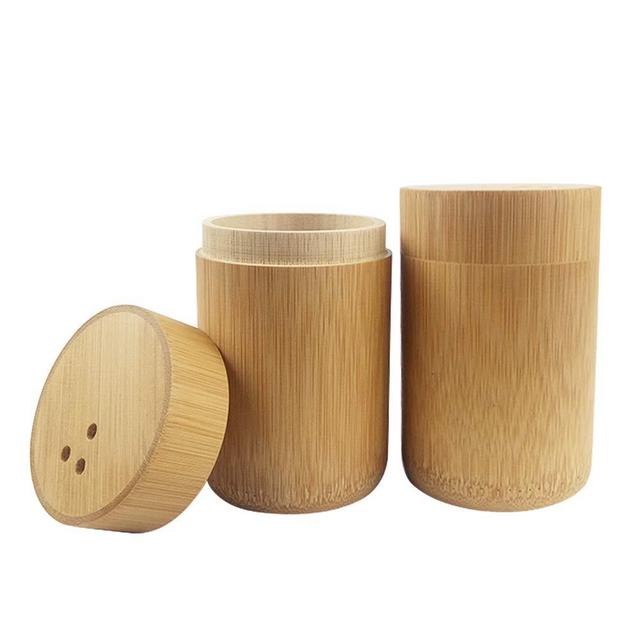 2 Pack Bamboo Toothpick Holders Portable Toothpicks Dispenser Box Container