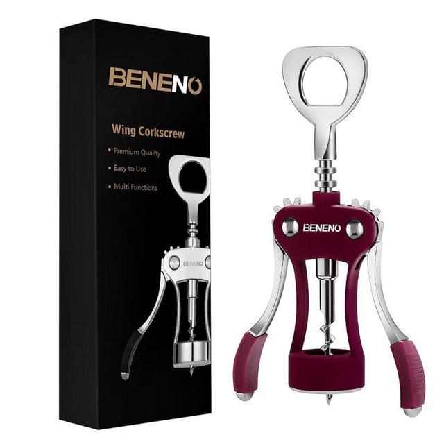 Wine Opener, Zinc Alloy Premium Wing Corkscrew Wine Bottle Opener with Multifunctional Bottles Opener, Upgrade Purple