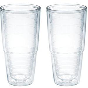 24 oz - Tervis Clear & Colorful Tabletop Made in USA Double Walled Insulated Tumbler Travel Cup Keeps Drinks Cold & Hot - 2pk, Clear