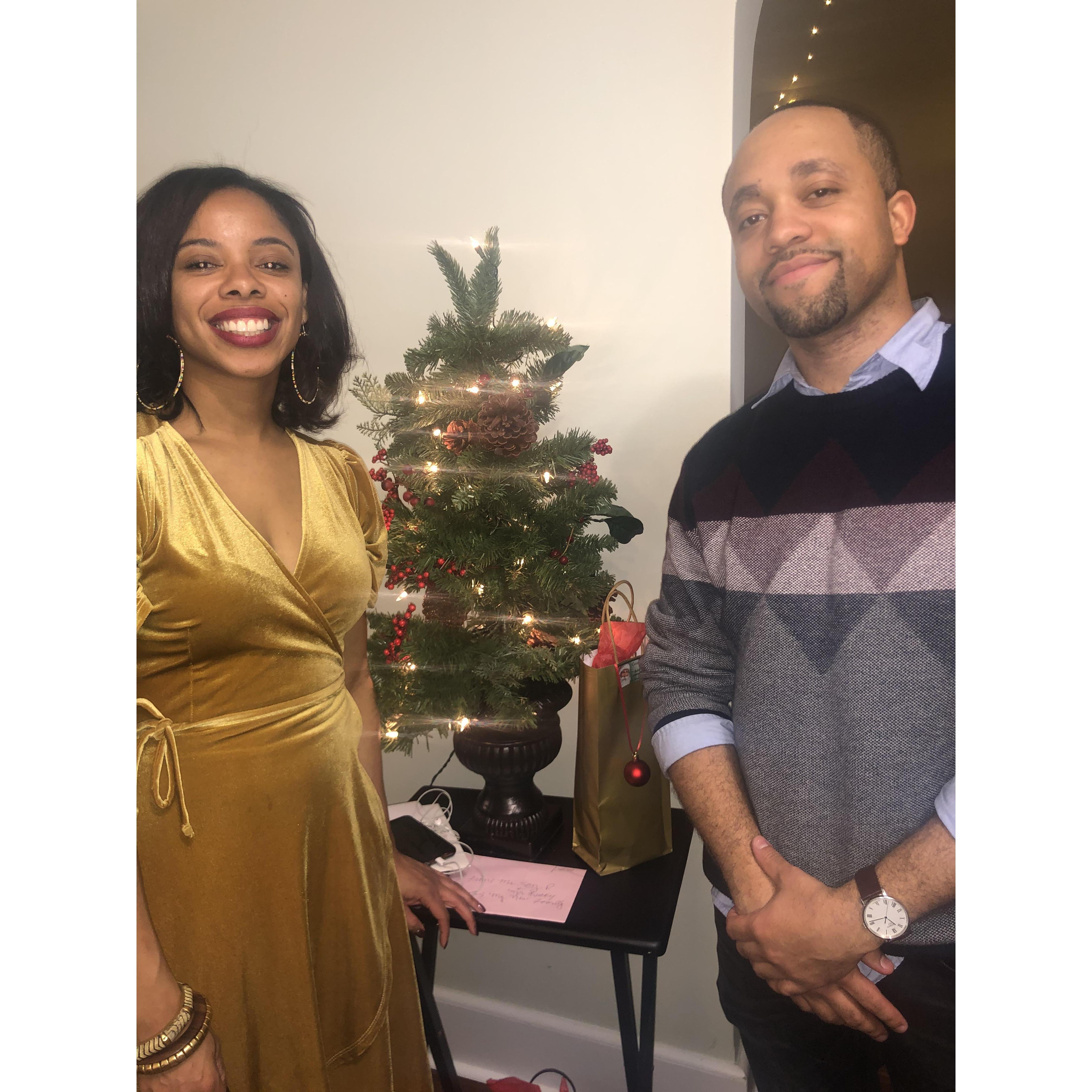 Our first Christmas together. Ready to upgrade to a real, full-sized tree.