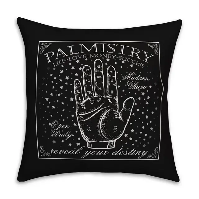 Designs DIrect Palm Reading Square Throw Pillow in Black