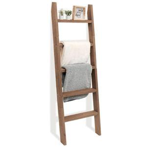 FUIN 5ft (58") Wood Blanket Ladder Living Room Decorative Wall Leaning Farmhouse Quilt Display Holder Shelf Rustic Wooden Towel Rack for Bathroom, Brown