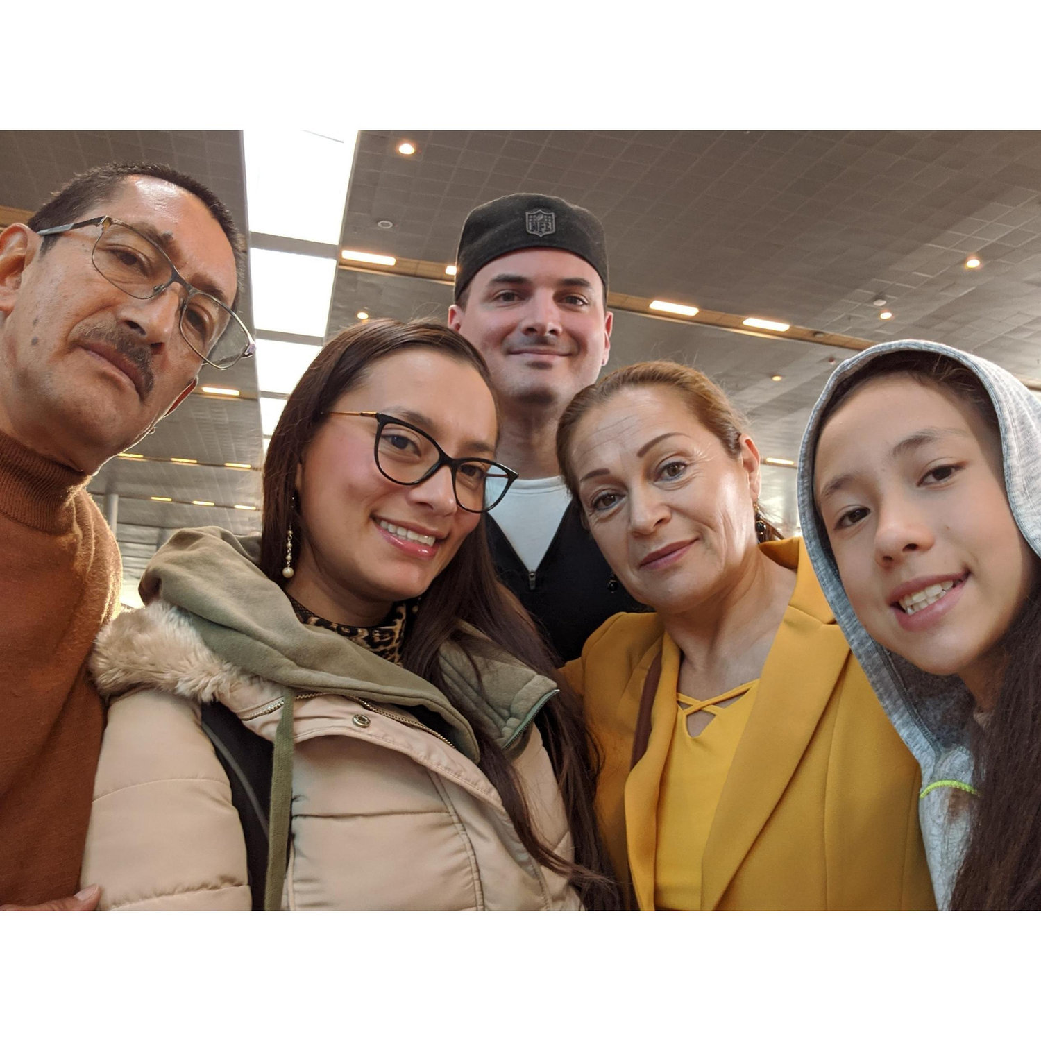 At the airport in Bogota with our Colombian family