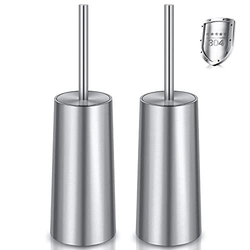 WITAIR Toilet Brush and Holder, Toilet Brush 304 Stainless Steel, Toilet Bowl Brush for Bathroom Toilet-Ergonomic, Elegant,Durable (2 Pack)